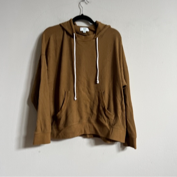 aerie Tops - Aerie Cozy Waffle Hoodie Jogger Coord Sweat Set Brown Goldenrod Lounge